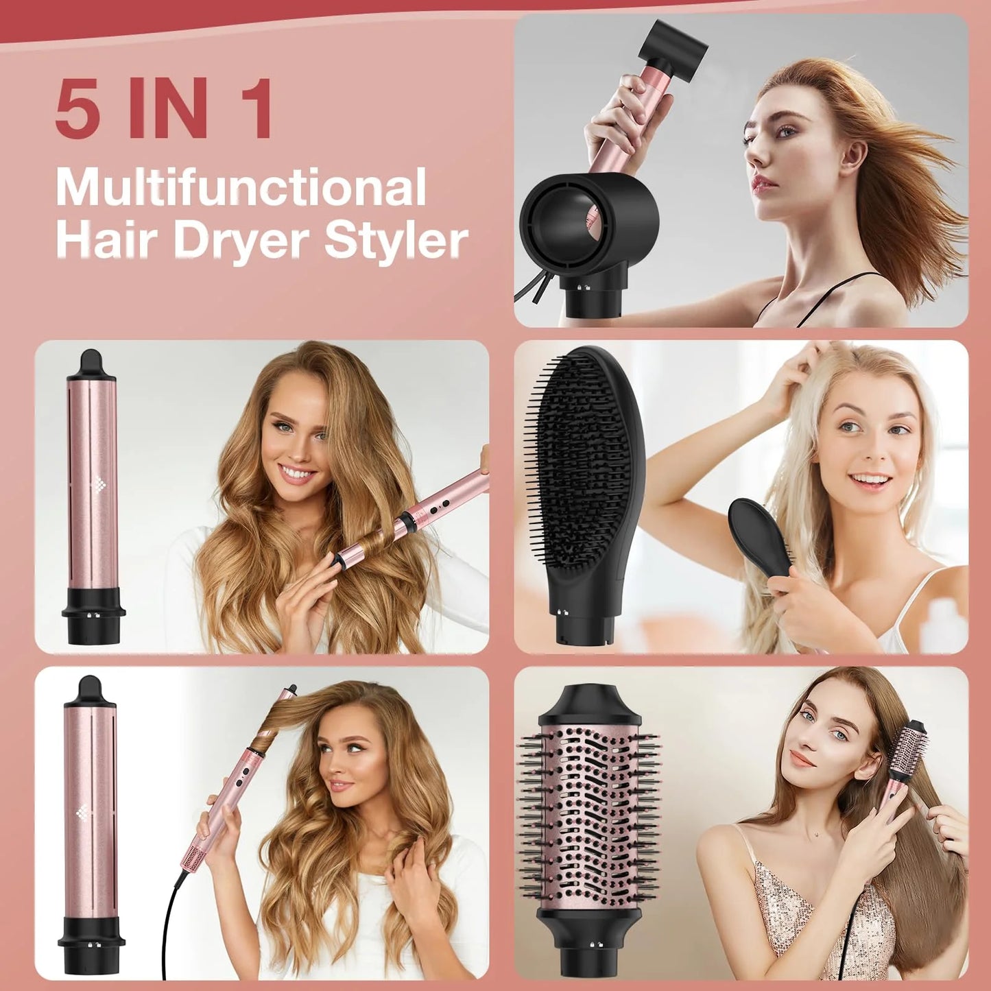 Air Styler, Professional Hair Dryer Brush with RPM High-Speed Negative Ionic Blow Dryer, Auto Wrap Curlers, Multi Hair Styler for Fast Drying Styling Curling Straightening Volumizing C30